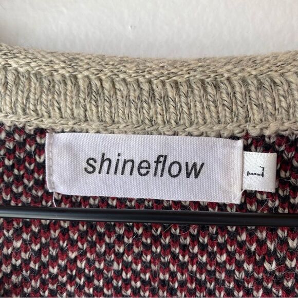 shineflow beige reindeer christmas sweater size l large - Picture 4 of 6